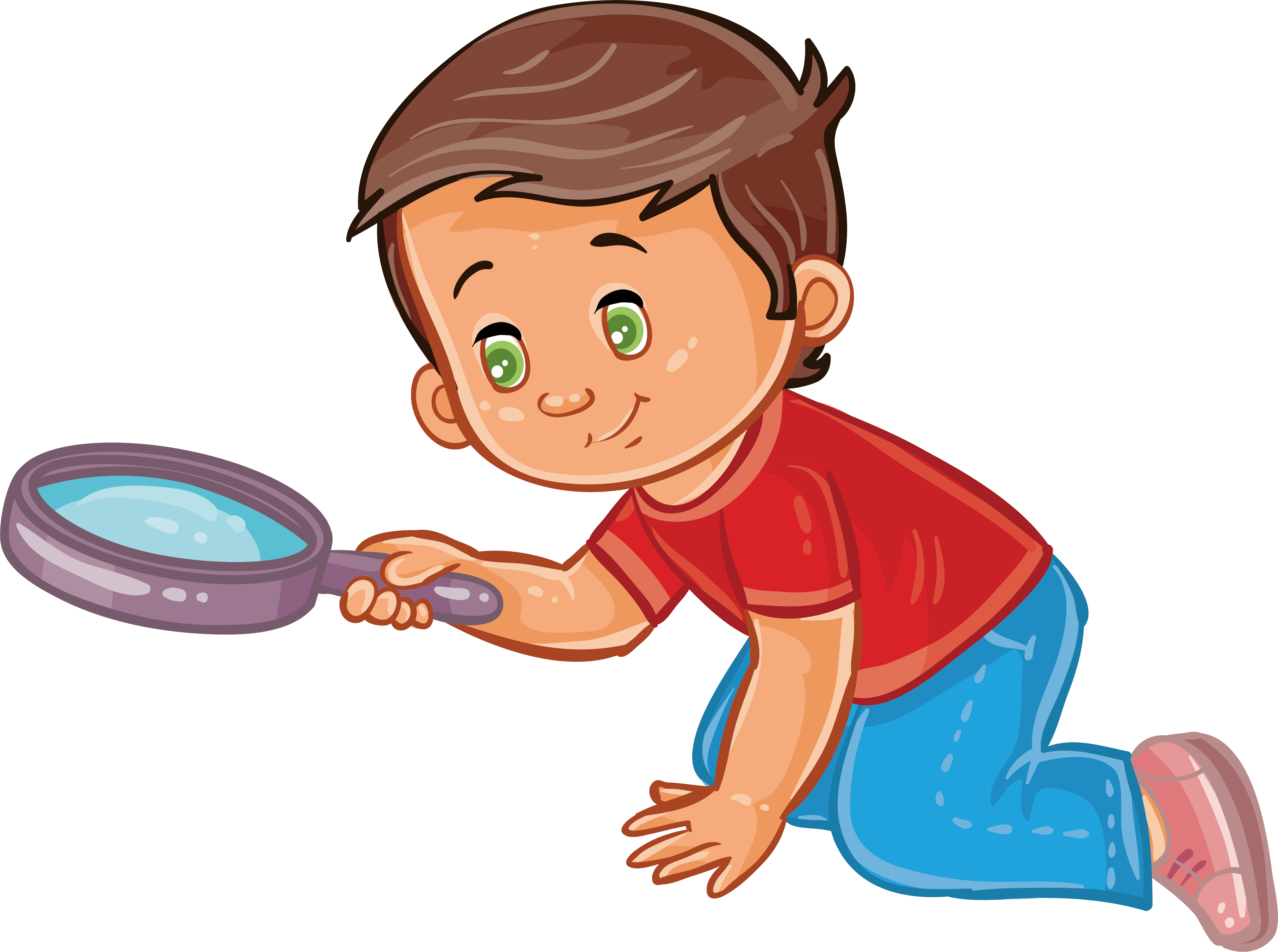 Boy Magnifying Glass Child Clip Art - Boy Holding Magnifying Glass Clipart Png (4300x3203)