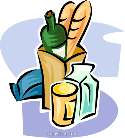 Grocery Items Royalty Free Vector Clip Art Illustration - Clipart Grocery Bread Bag (436x480)