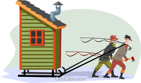 The Winter Ice Fishing Shack Royalty Free Vector Clip - House (480x283)