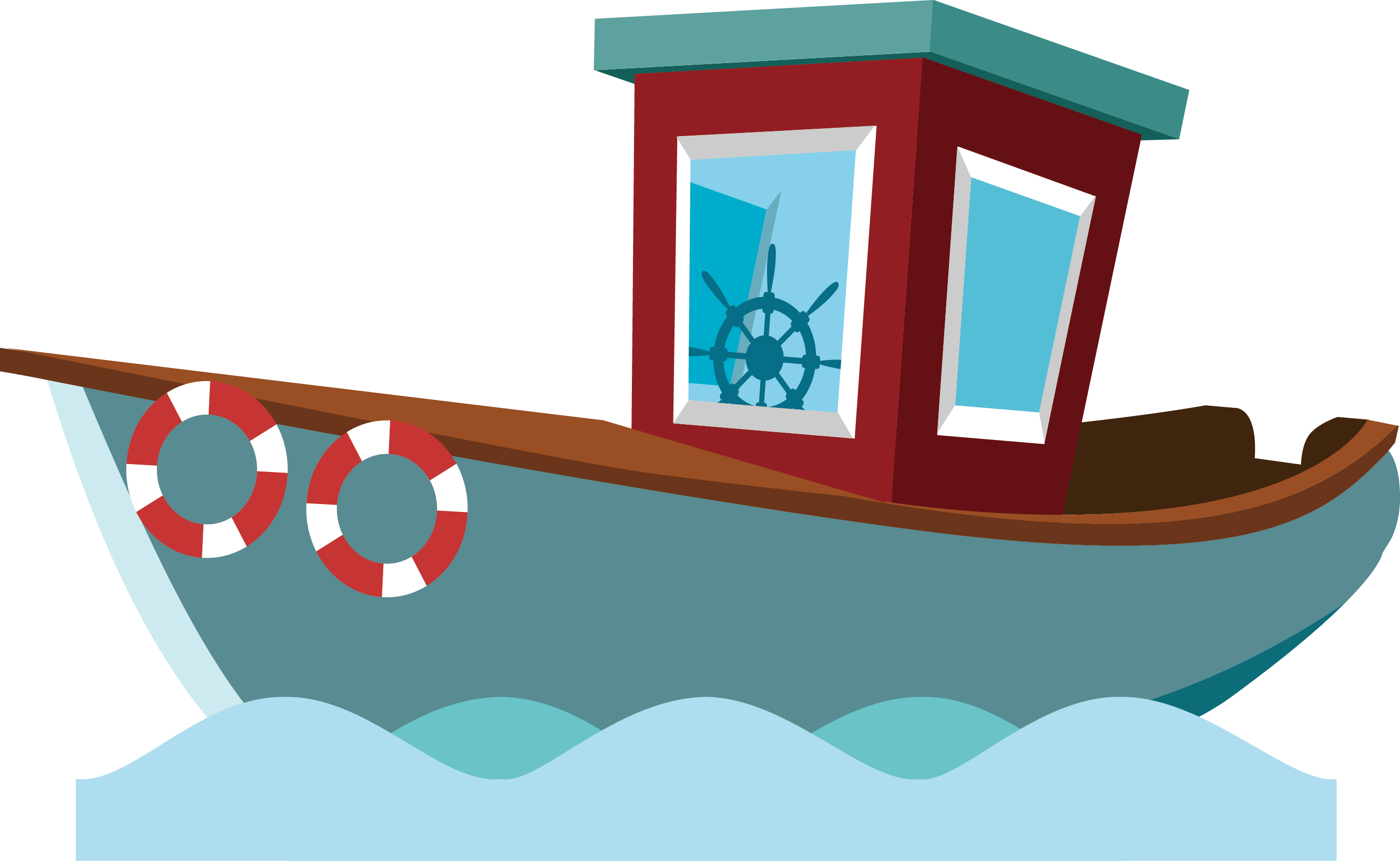 Cartoon Fishing Vessel Boat - Fishing Boat Cartoon (2663x1638)