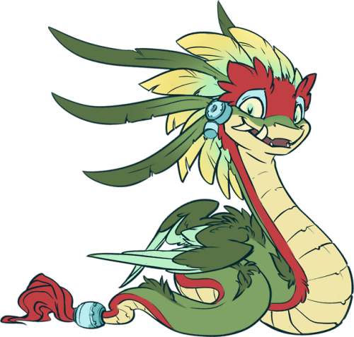 Quetzalcoatl - Cartoon (500x477)
