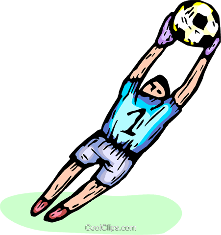 Soccer Goalie Catching A Soccer Ball Royalty Free Vector - Goalkeeper (451x480)