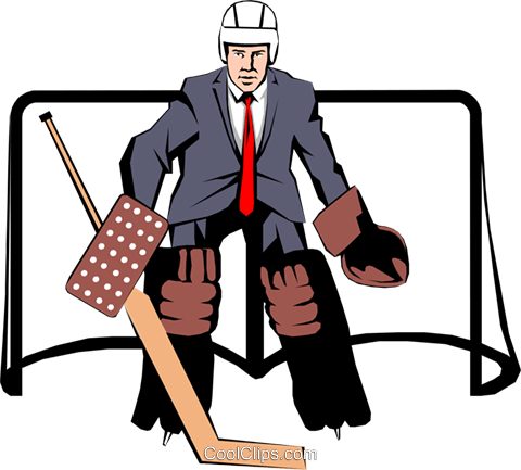 Businessman Hockey Goalie Royalty Free Vector Clip - Clip Art (480x433)