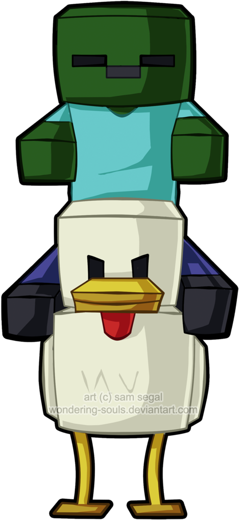 Chicken Jockey By Sambeawesome - Minecraft Fan Art Png (600x1086)