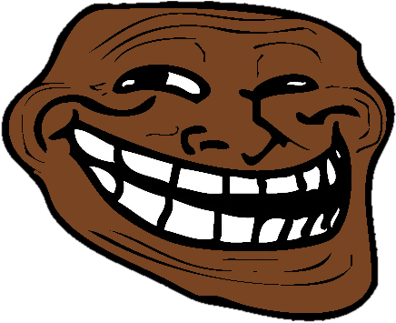 Face Head Headgear Clip Art - Black Troll Face Png (436x355)