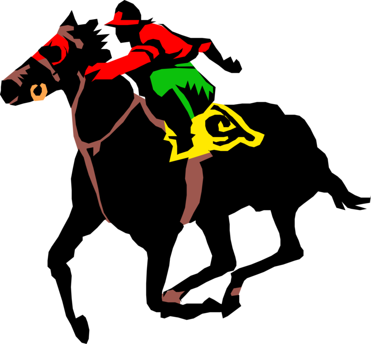 Vector Illustration Of Jockey On Horseback In Horse - Free Horse Race Vector (754x700)