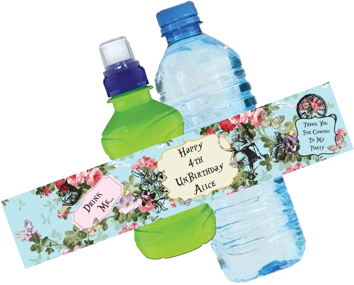 Alice In Wonderland Bottle Wrappers - 100 Flower Floral Background Wedding Water Bottle Labels (1166x1000)