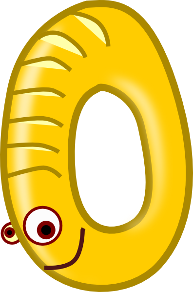 Number Zero Yellow Clip Art - Number 0 Clipart (396x598)