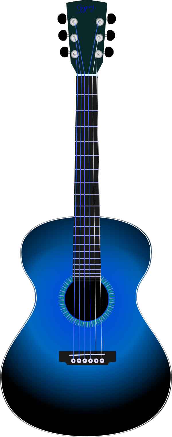 Electric Guitar Line Art Free - Blue Guitar Clip Art (600x1520)