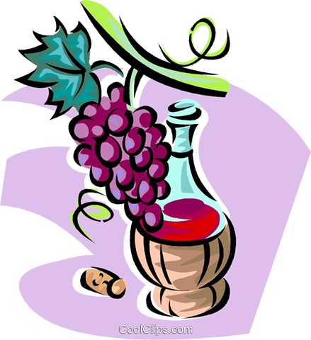 Grape Clipart Wine Bottle - Grapes And Wine Clipart (439x480)