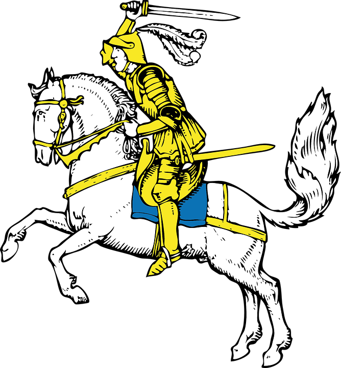 Knight Medieval Warrior - Warrior On Horse Clipart (668x720)
