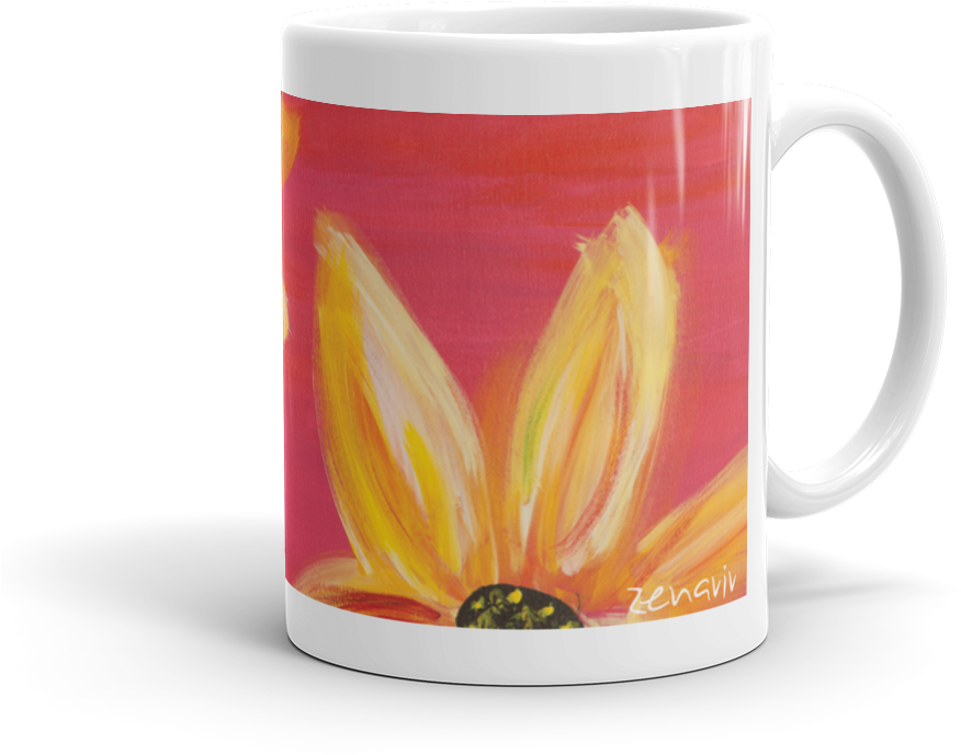 Black Eyed Susans On Red Mug - Black Eyed Susans On Red Mug (1000x1000)