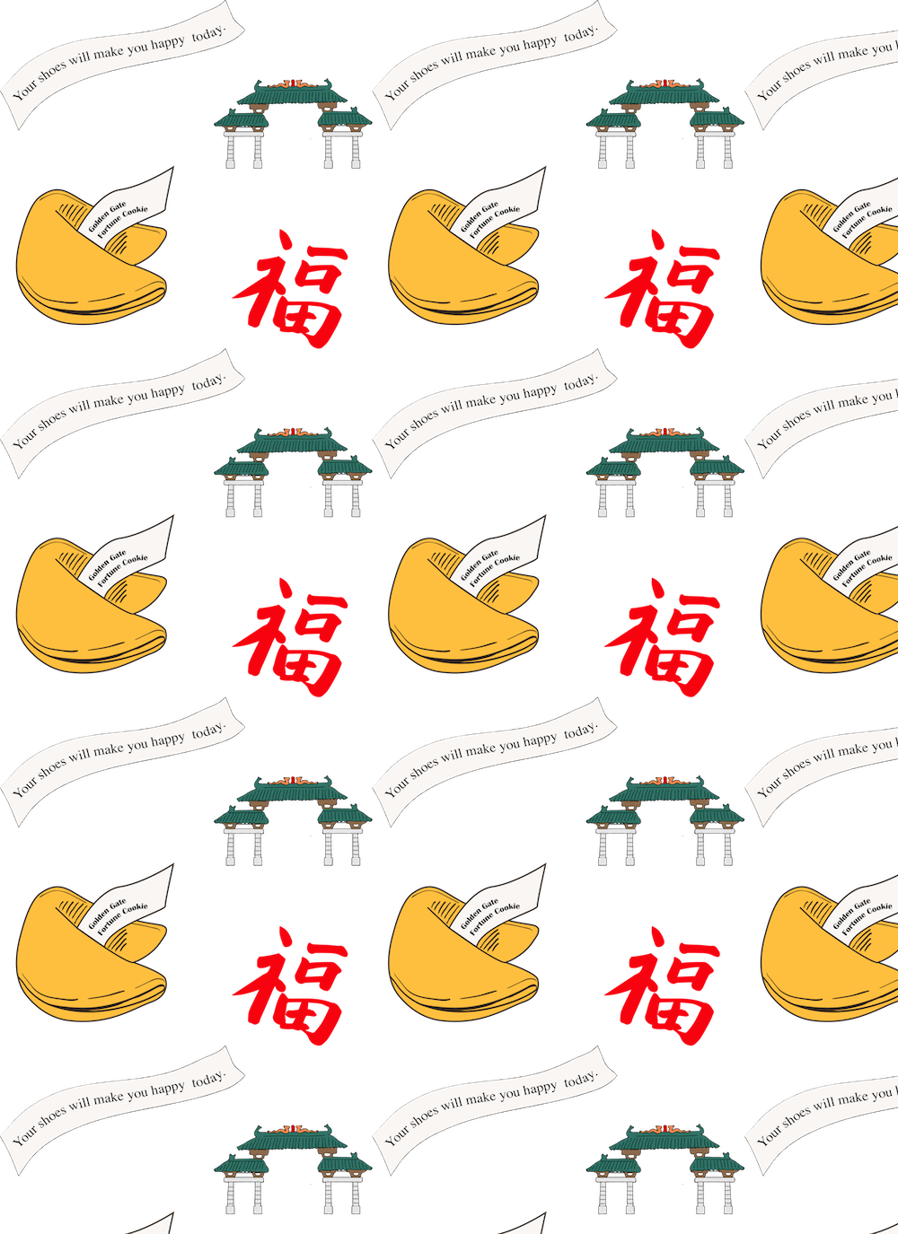Pattern For The Apron With Nearby Chinese Gates In - Chinese Symbol Of Good Luck Chinese Symbol (1000x1375)