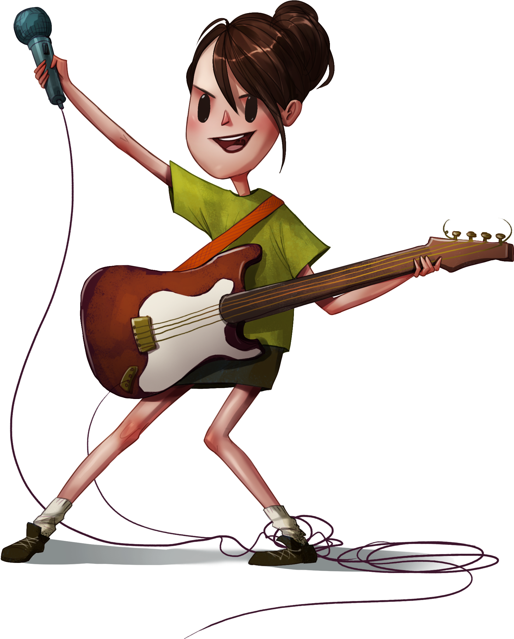 Woman Cartoon - Pink Singer - Singer (2500x2939)
