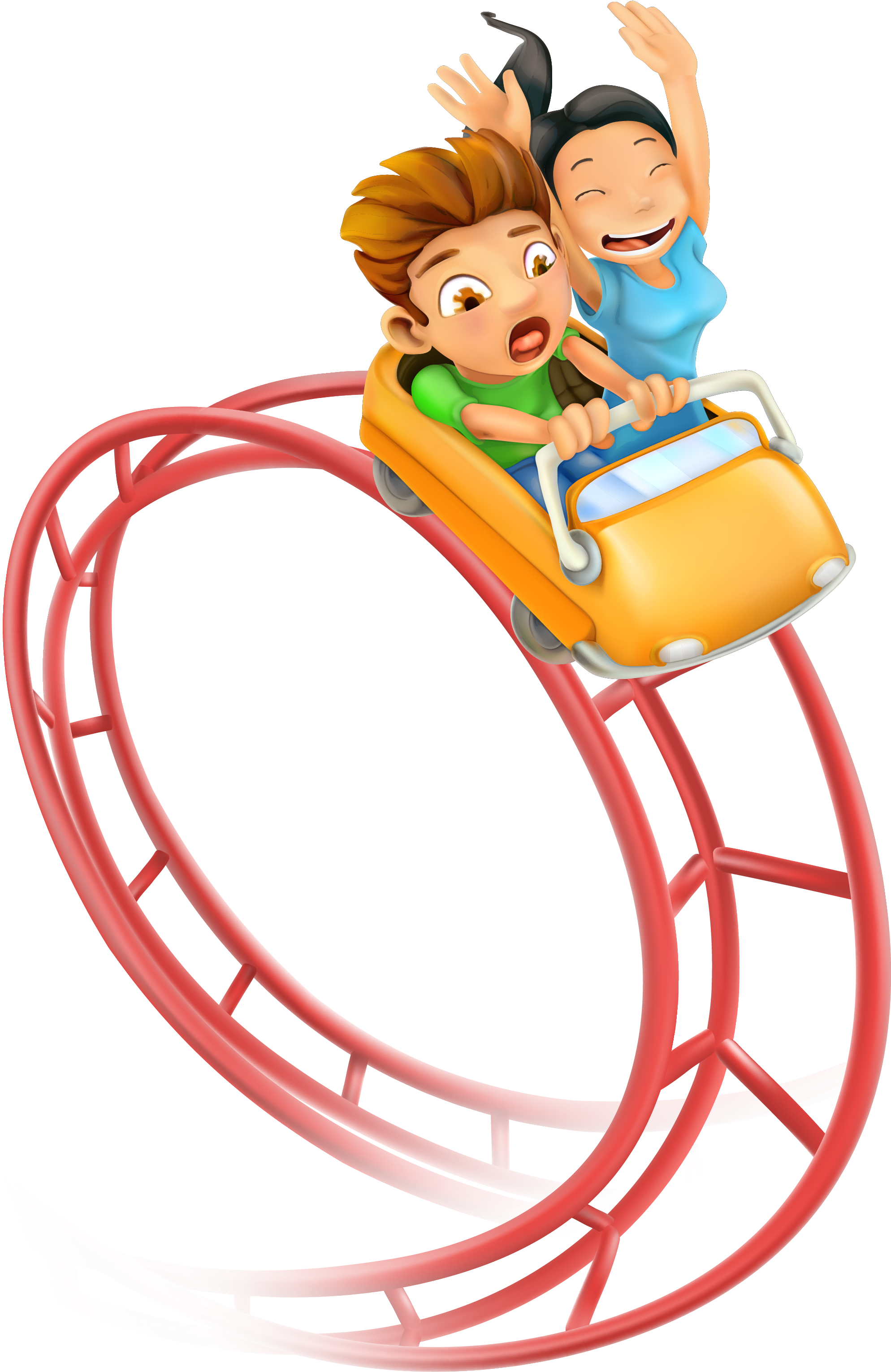 Roller Coaster Amusement Park Clip Art - Roller Coaster Vector Png (1987x3143)