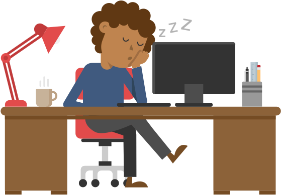 Black Man Sleeping At His Desk Cartoon Vector - Computer Men Svg (1024x576)