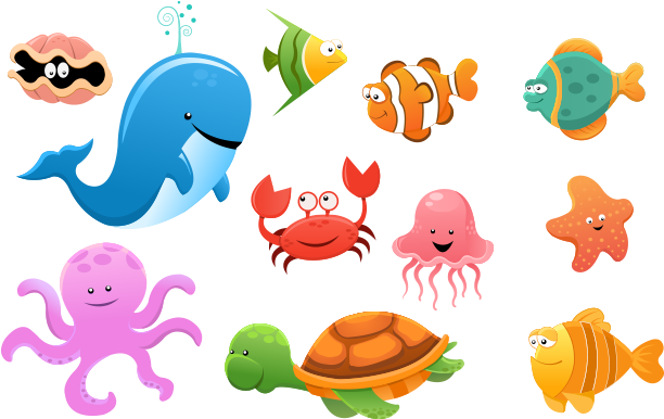 Sea Animals Free Vector And Png - Sea Animals Vector Png (1080x628)