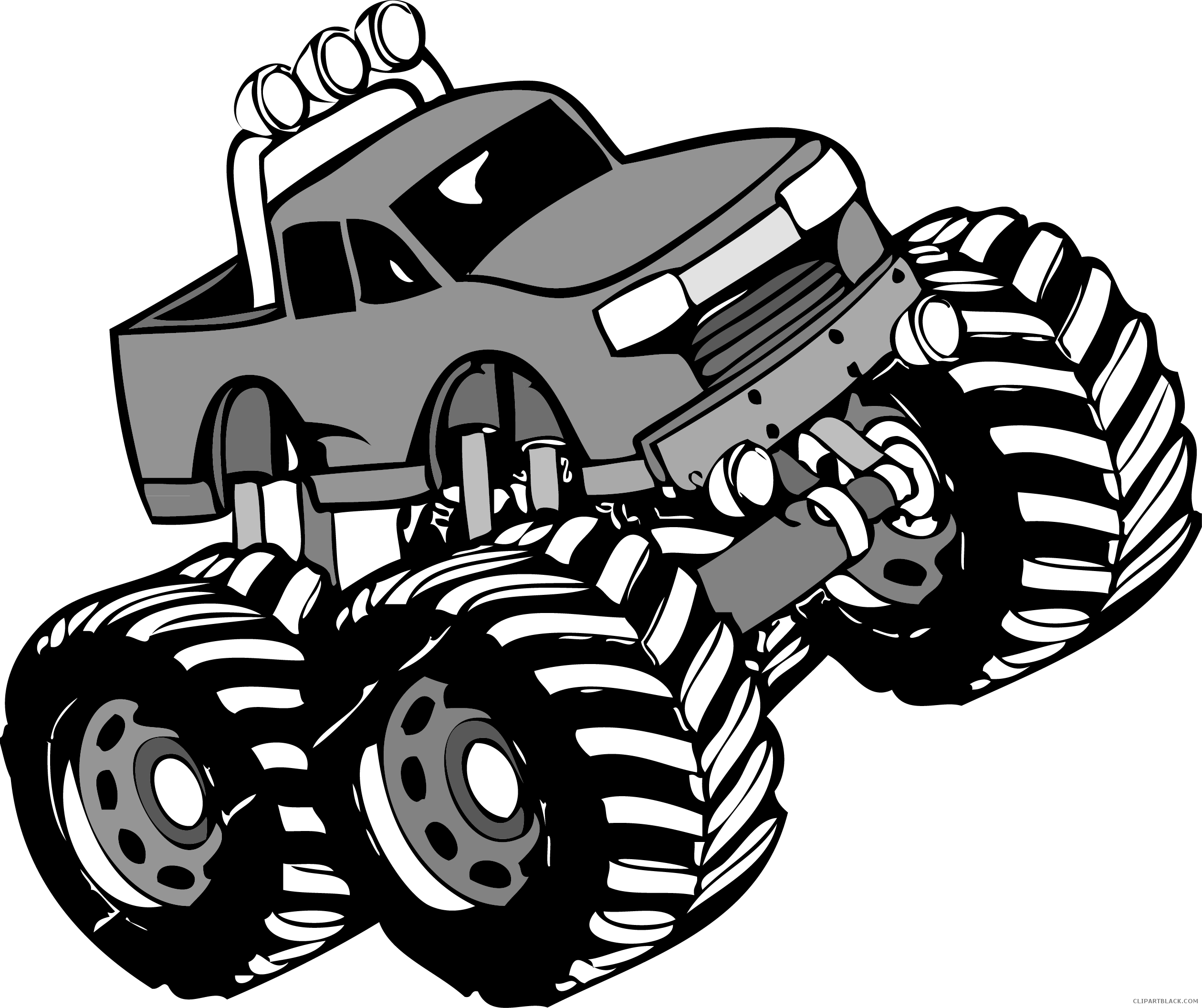 Monster Truck Transportation Free Black White Clipart - Monster Truck Clip Art (2519x2113)
