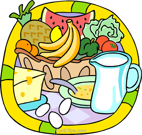 Fresh Fruits And Dairy Products Royalty Free Vector - Health (480x457)