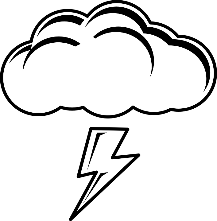 Thundercloud Black White Clipart - Thunder Cartoon Black And White (566x800)