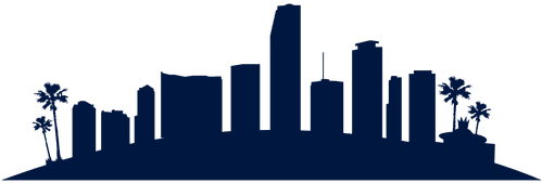 Miami Skyline Silhouette In Blue - Miami Skyline Silhouette (640x480)