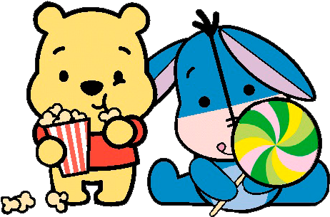 Desenho Pooh E Io Baby Fofinhos Colorido Com Fundo - Kawaii Winnie The Pooh (519x337)