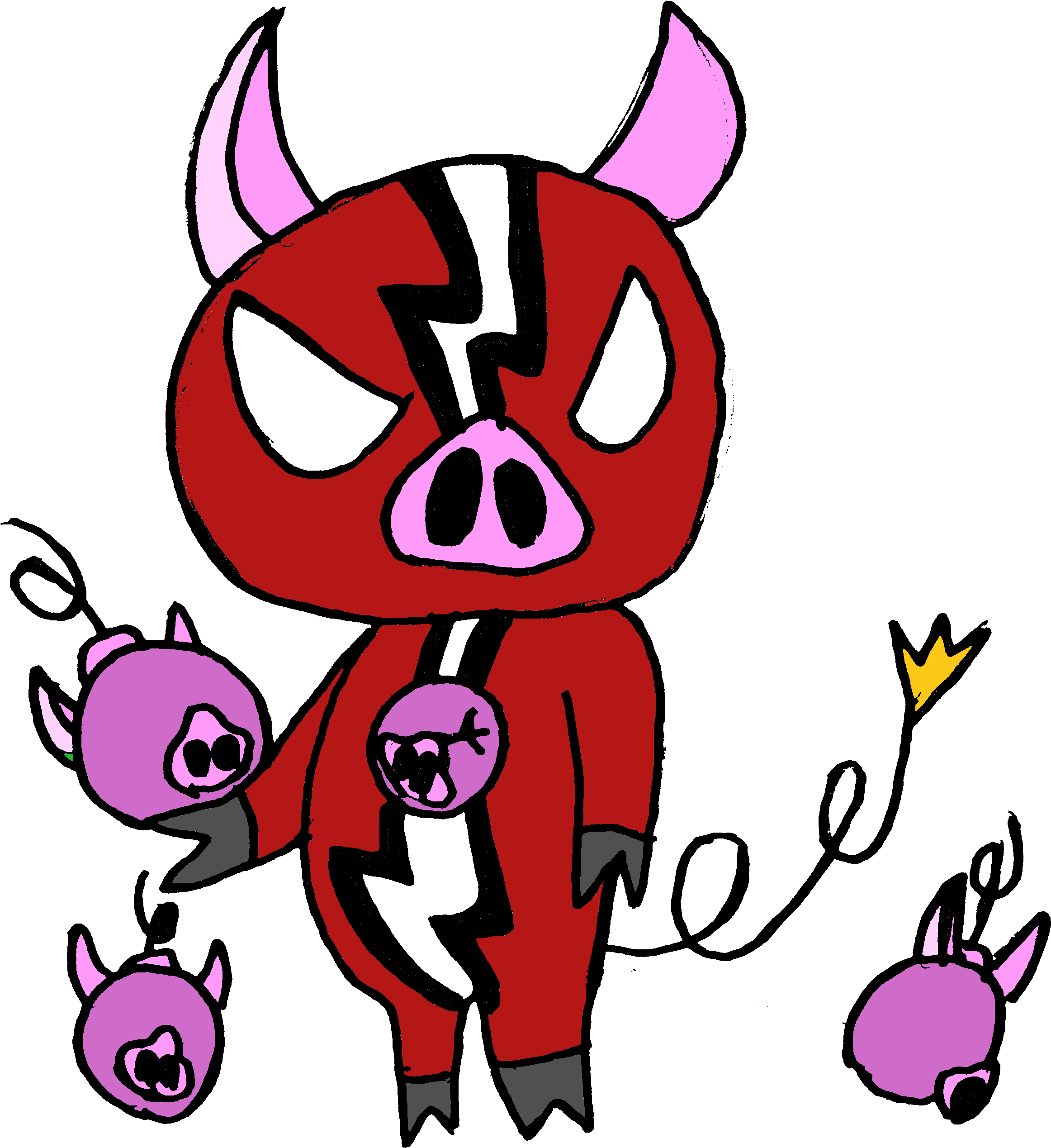 Brody Runs Onto The Stage With A Pink Pig-like Bomb - Cartoon (2376x2585)