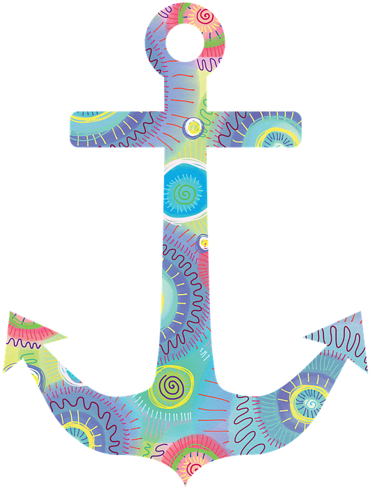 Nautical Waves Cliparts 20, - Blue Dotted Anchor Oval Ornament (720x720)