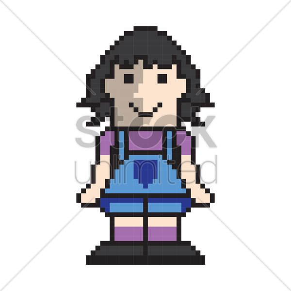 Pixel Art Girl Vector Image - Pixel Art (600x600)