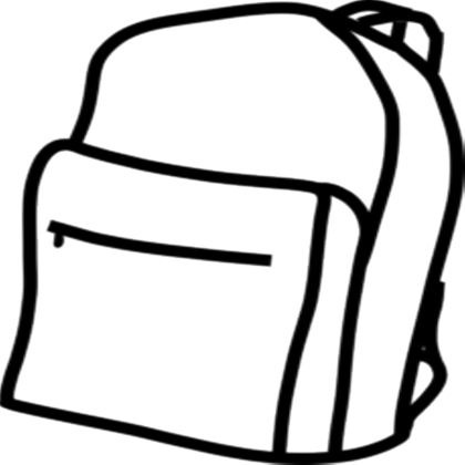 Plain Clipart Group - Black And White Backpack Clipart (420x420)