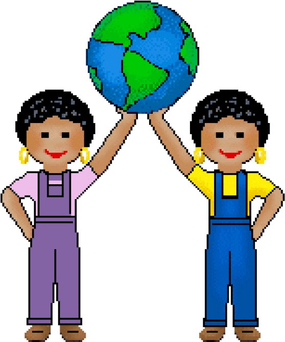 Ethnic Twins With An Earth Clip Art Of Holding Up A - Borehamwood (640x716)