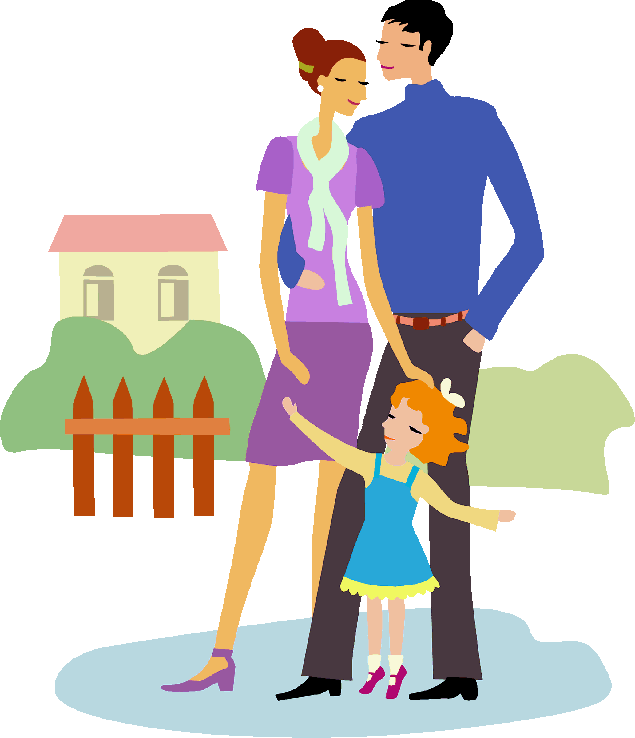 Familydayfamwithdaughter - Little Girl With Family Clipart (2065x2400)