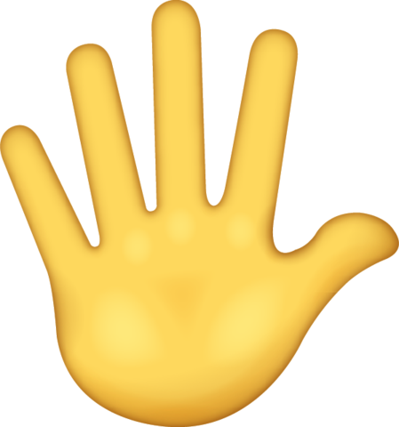 Download Raised Hand With Fingers Splayed Iphone Emoji - High Five Hands Emoji (449x480)