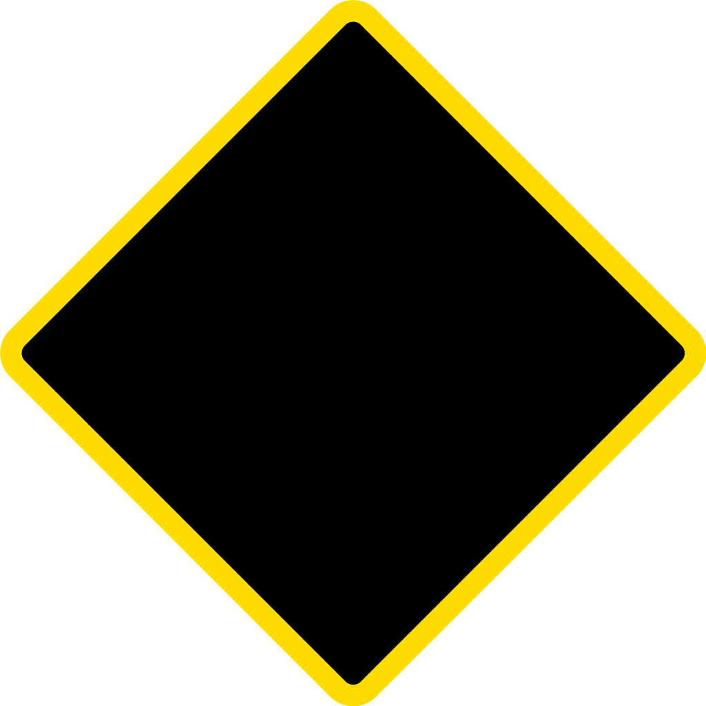 Diamond Warning Sign - Black Diamond Traffic Sign (1024x1024)