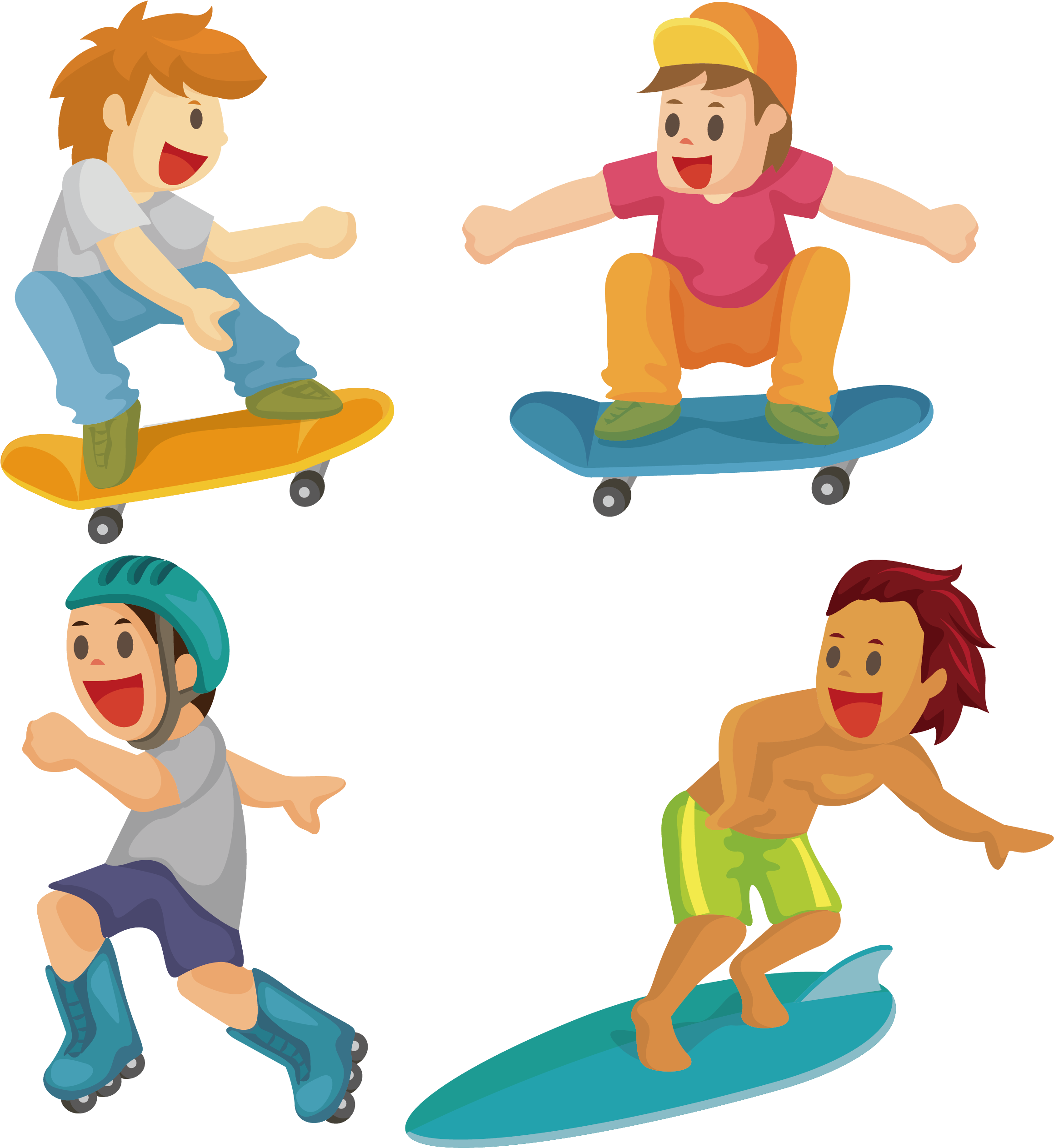 Stock Illustration Cartoon Surfing Illustration - Surfing Boy Png (2658x2657)