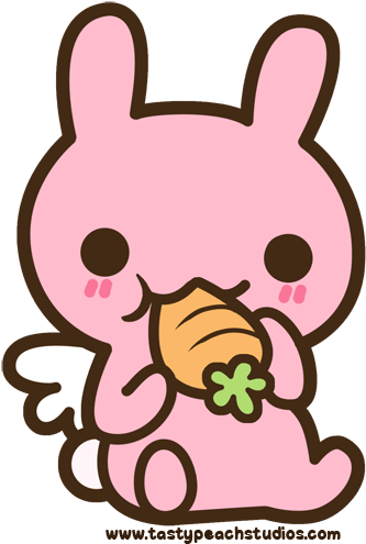 Bunny Kawaii！ - Bunny Eating Carrot Gif Cartoon (408x599)