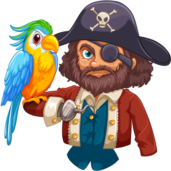 Personnages - Page - Pirate At The Beach Cartoon (600x602)