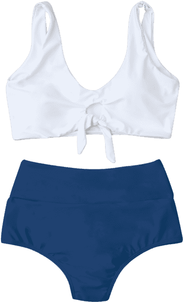 Knotted High Waisted Ruched Bikini Set - Bikini (480x640)