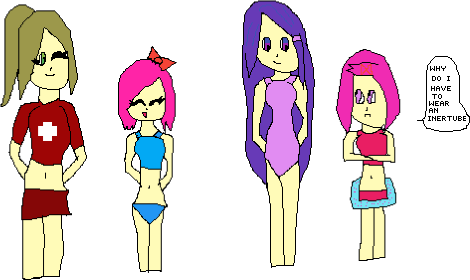 Ddlc Girl In Bathing Suits - Cartoon (1000x1000)