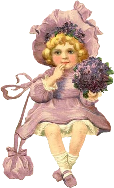 Kleines Mädchen-und Blumenstraußvintage Postkarte (486x768)