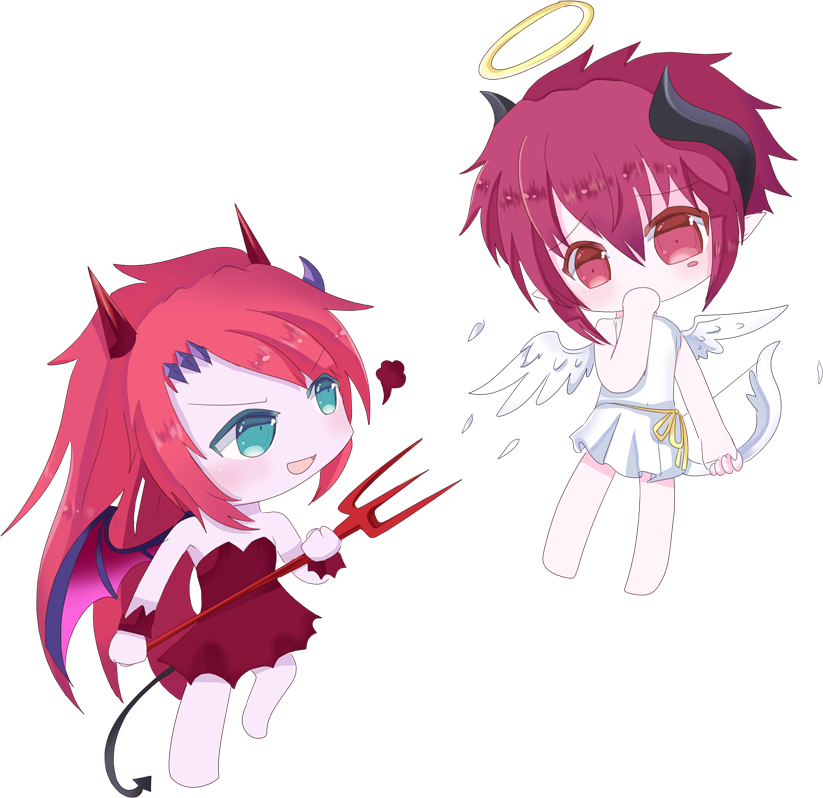 Devil And Cupid By Sakurahikariz - Grand Chase Ley And Dio (823x798)