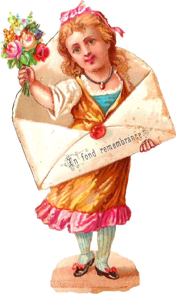 Digital Girl Label Download Vintage Child - Style In Print Girl Into Letter Bouquet Ting Board (796x1197)