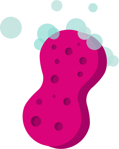 Sponge - Pink Sponge With Soap Cartoon (415x517)