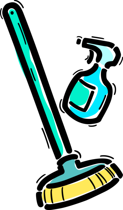 Vector Illustration Of Sponge Cleaning Mop And Spray - Vector Illustration Of Sponge Cleaning Mop And Spray (412x700)