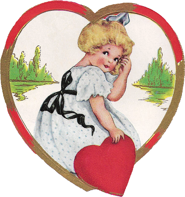 This Is A Vintage Valentine Greeting With An Adorable - Clip Art (824x910)