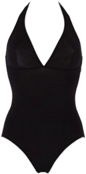 Black Swimming Suit Low Clevage - Body Preto Decotado (452x528)