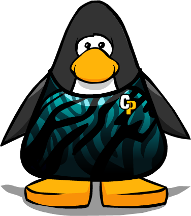 Blue Racing Bathing Suit From A Player Card - Club Penguin Drum (376x424)