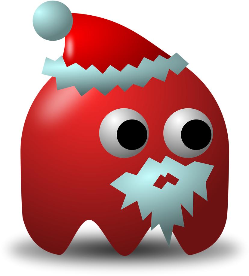 Illustration Of An Arcade Styled Santa Claus Ghost - Funny Pacman (958x958)
