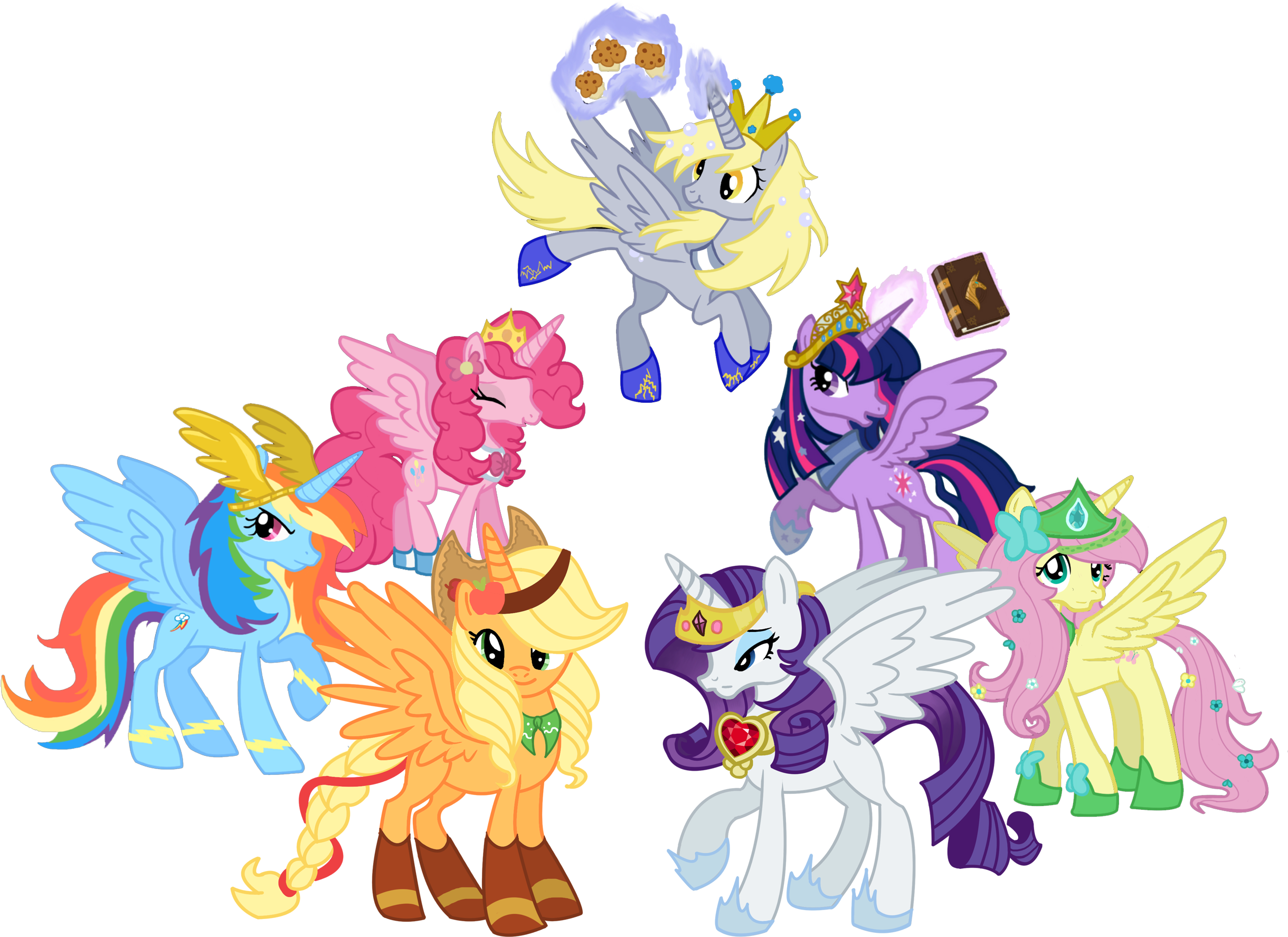 Alicorn, Alicorns Everywhere, Applecorn, Applejack, - My Little Pony All The Princesses (2500x2000)