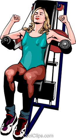 Woman Using Weight Machine Royalty Free Vector Clip - Biceps Curl (260x480)